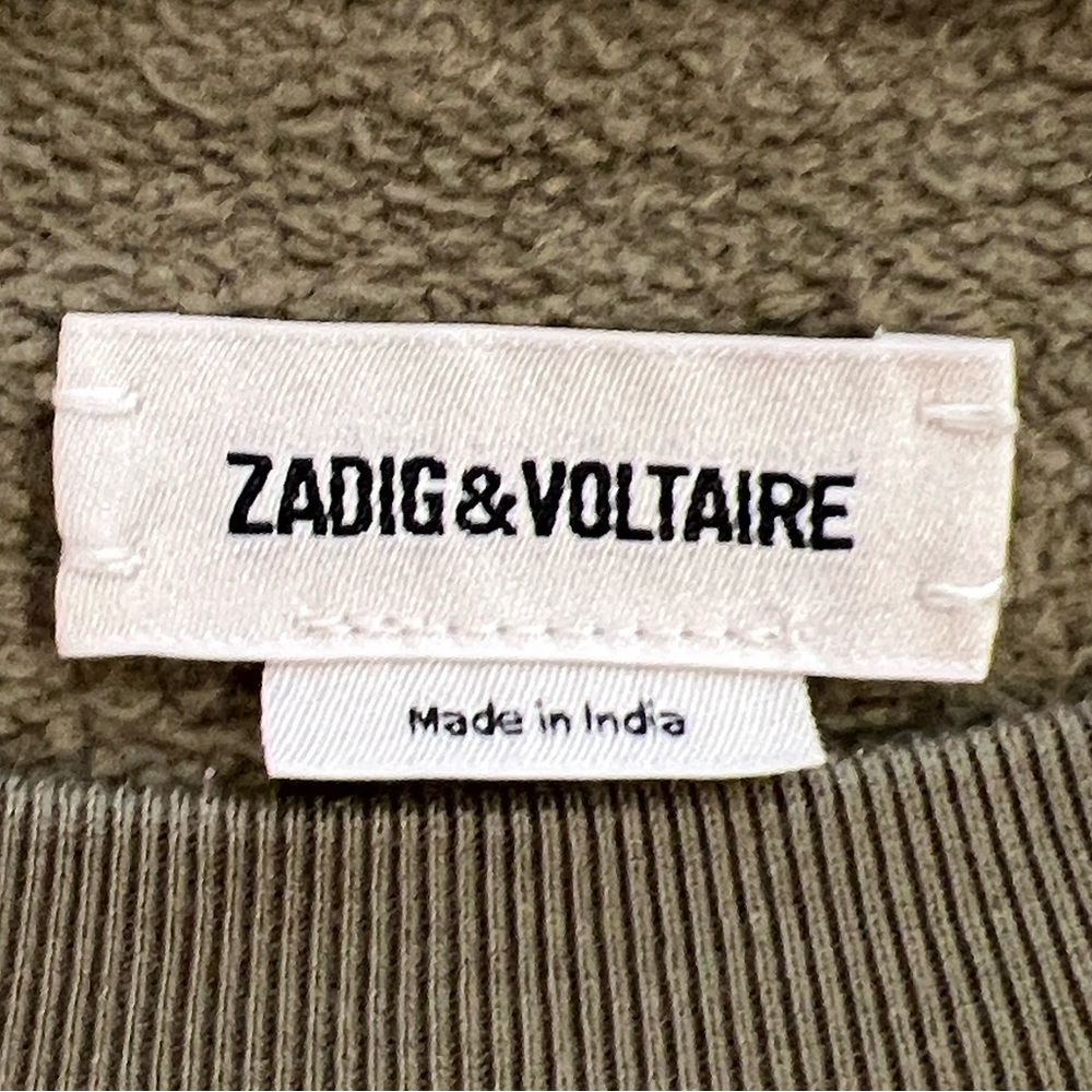 Zadig & Voltaire olive green gold skull crewneck sweat shirt size Small - Picture 5 of 6